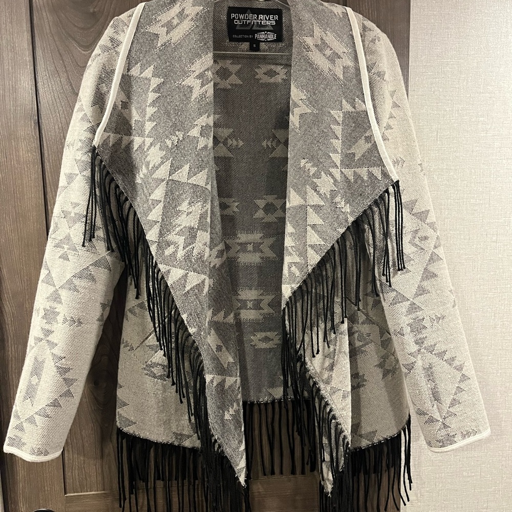 Powder River Women's Gray Fringe Sweater